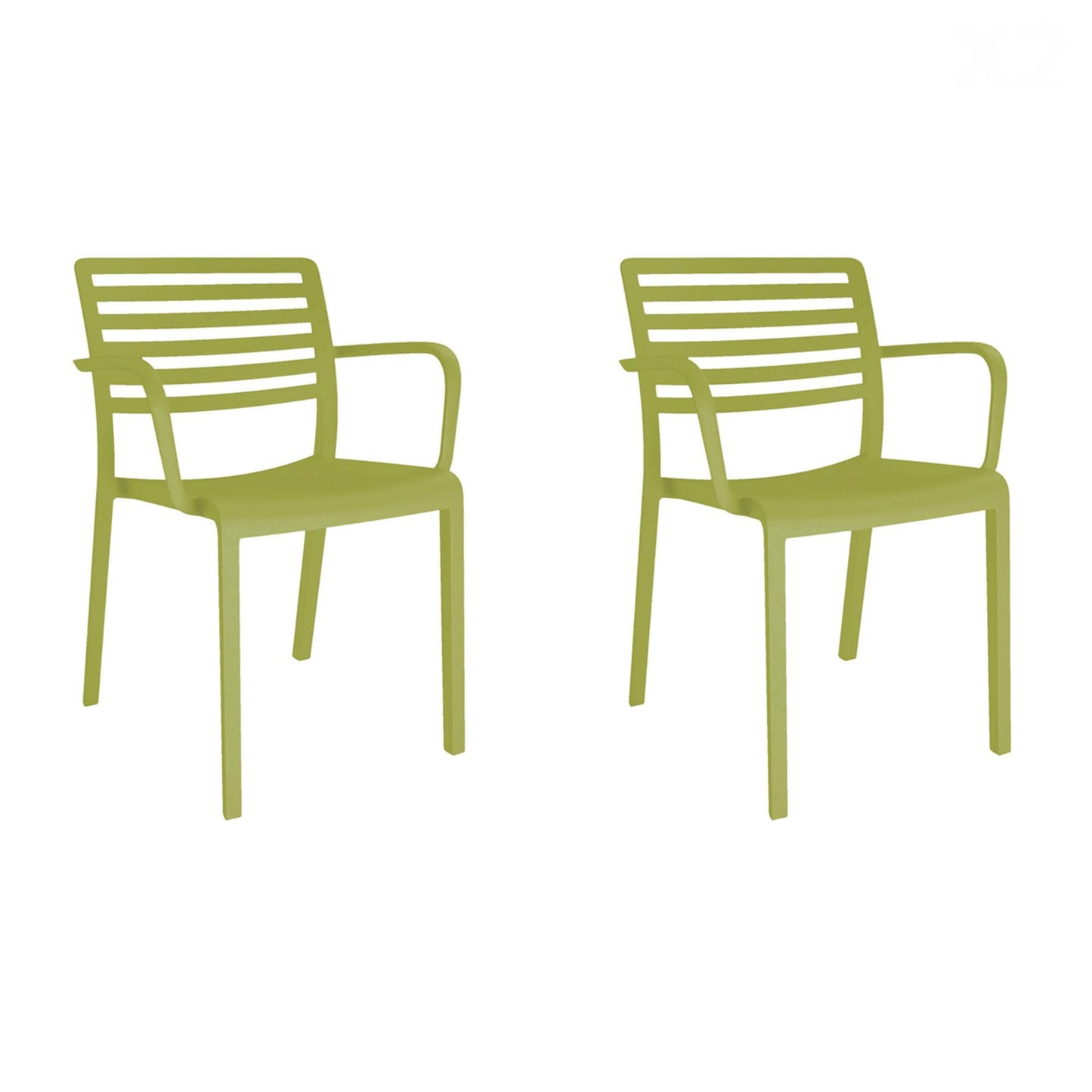 Resol lama set 2 silla con brazos interior, exterior verde oliva