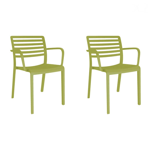 Resol lama set 2 silla con brazos interior, exterior verde oliva