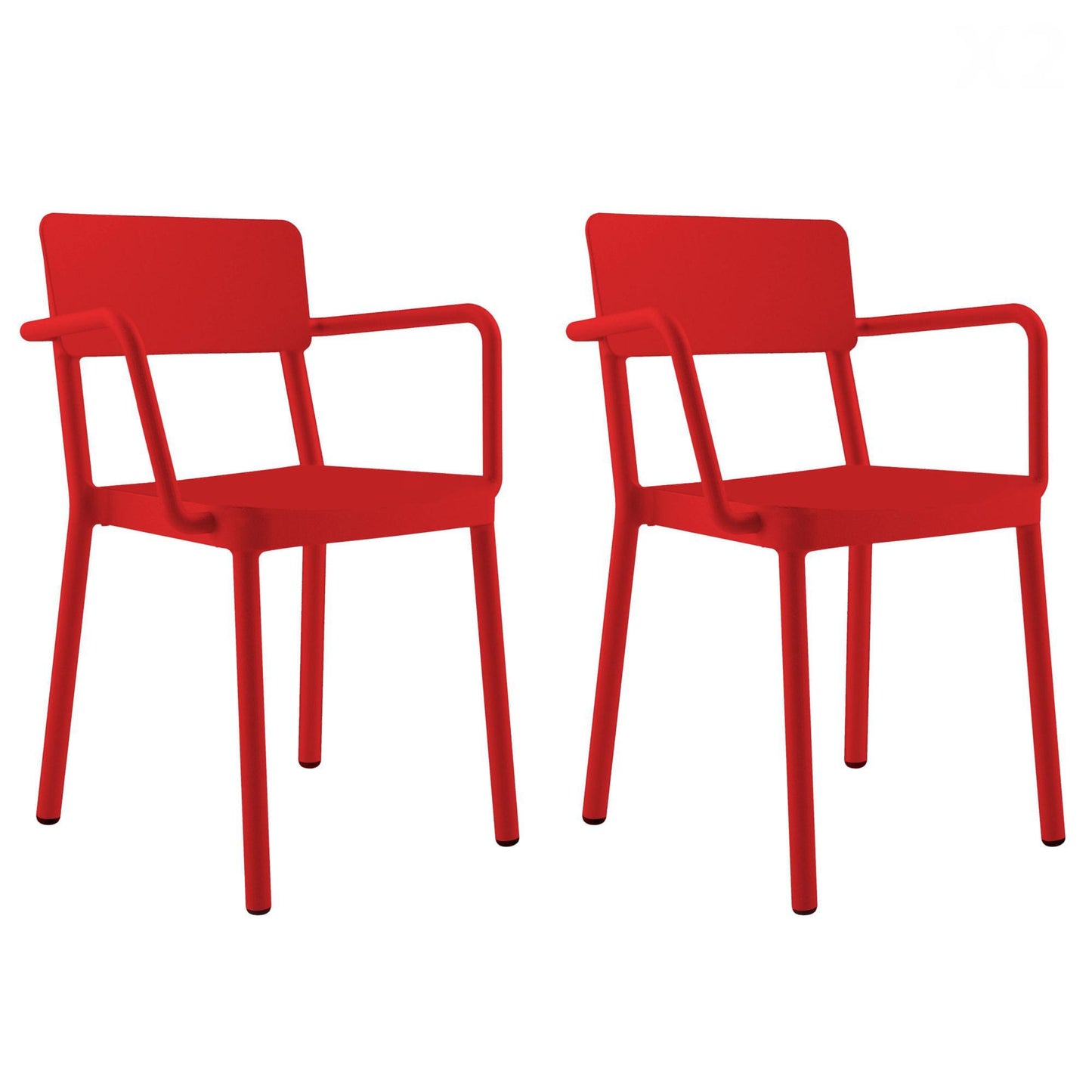 Resol lisboa set 2 silla con brazos interior, exterior rojo