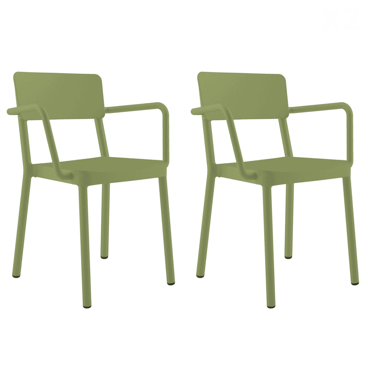 Resol lisboa set 2 silla con brazos interior, exterior verde oliva