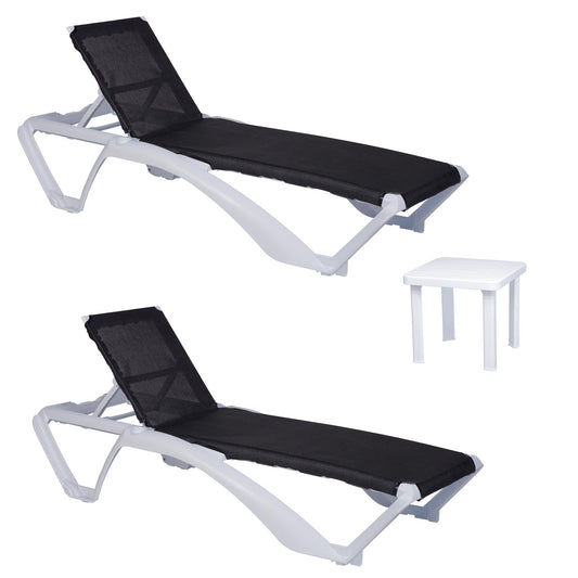 Garbar acqua-andorra set 2+1 tumbona-mesa auxiliar exterior estructura blanca - textilene negro