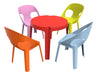 Garbar rita set 4+1 infantil silla-mesa interior, exterior azul cielo/rosa/rojo/naranja/verde lima