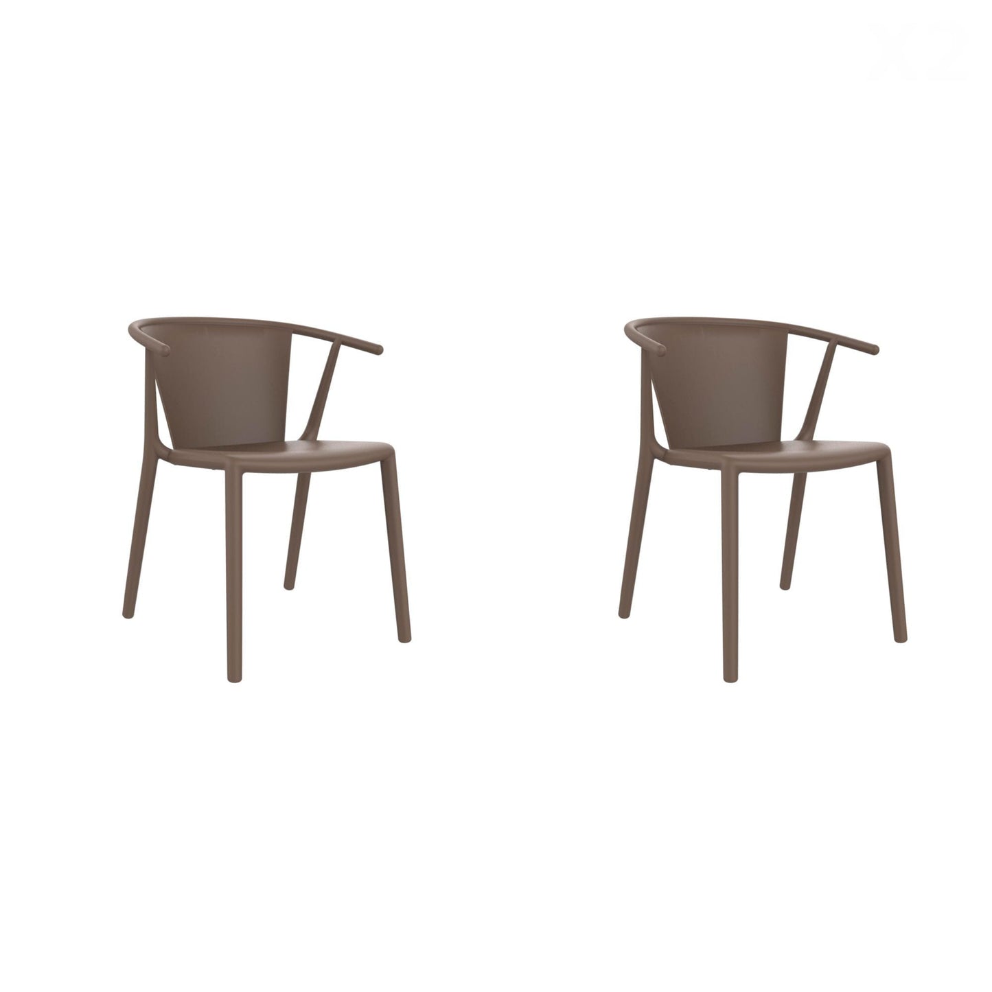 Resol steely set 2 silla con brazos interior, exterior chocolate