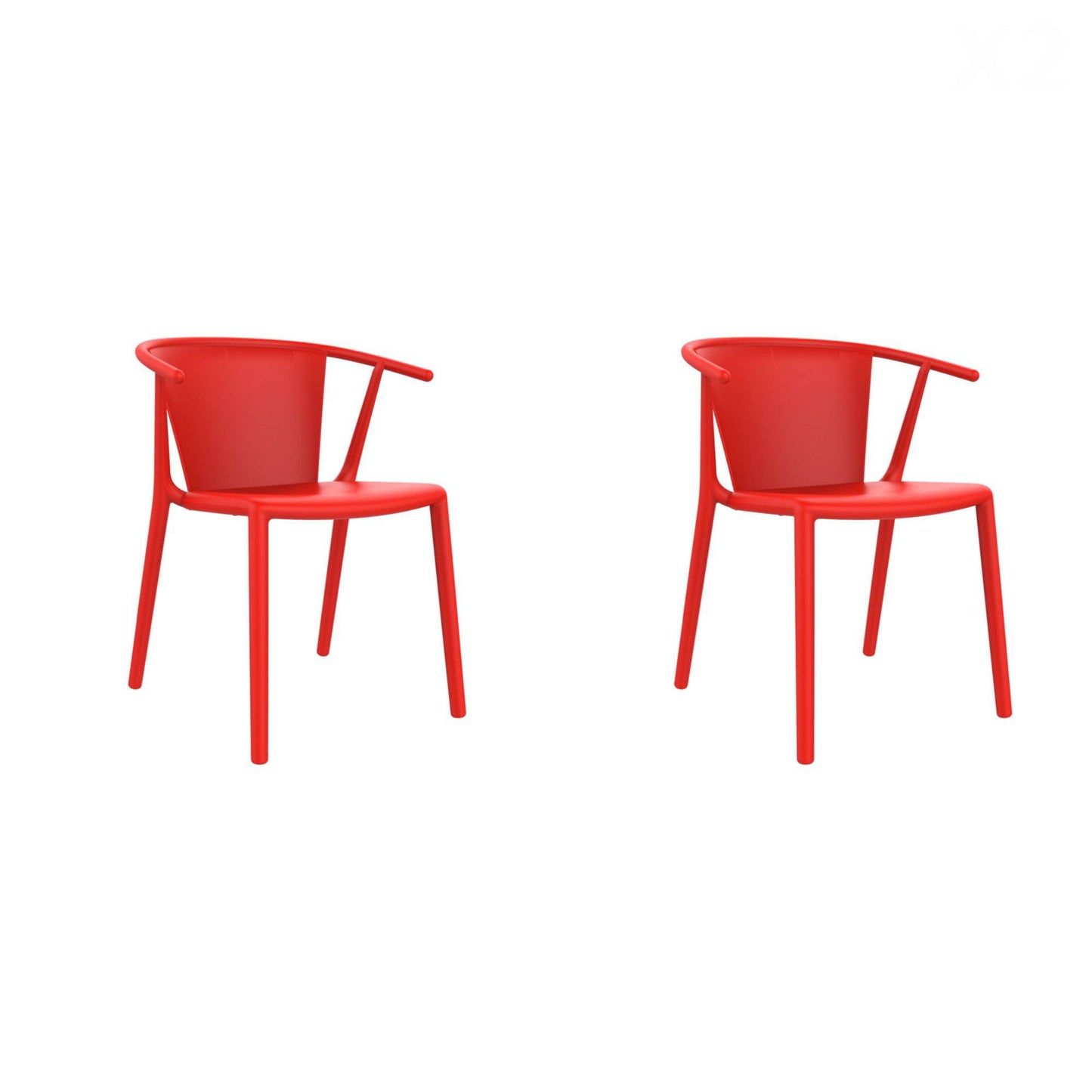 Resol steely set 2 silla con brazos interior, exterior rojo