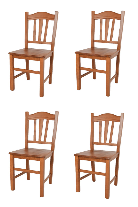 Tommychairs - Set 4 sillas de Cocina y Comedor Silvana, Estructura en Madera de Haya Color Cerezo y Asiento en Madera