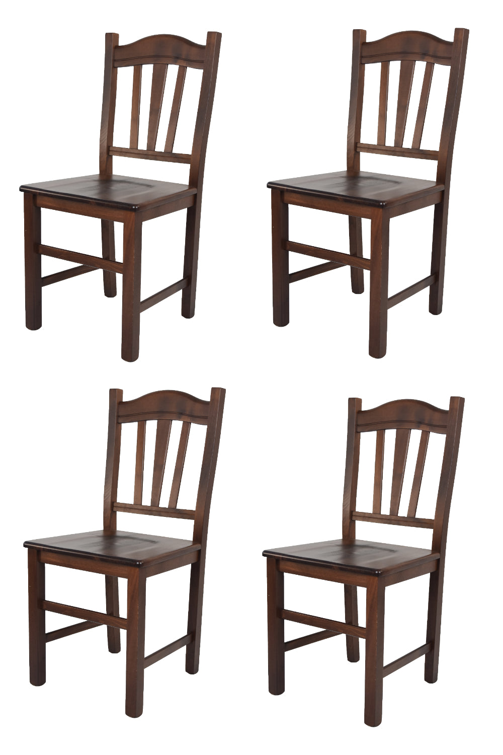 Tommychairs - Set 4 sillas de Cocina y Comedor Silvana, Estructura en Madera de Haya Color Nuez Oscuro y Asiento en Madera
