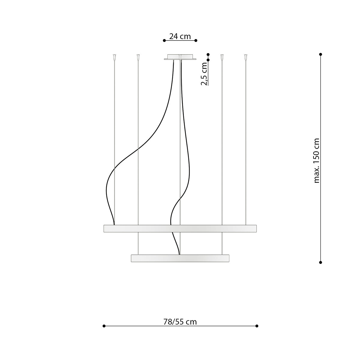 Araña RIO 2 55/78 negro LED 4000K - Sollux