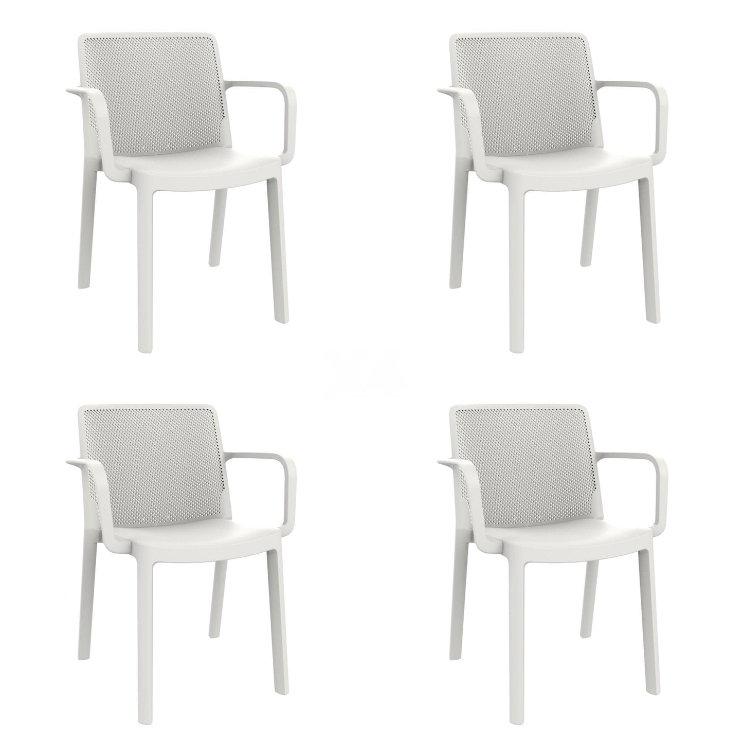 Garbar fresh set 4 silla con brazos interior, exterior blanco