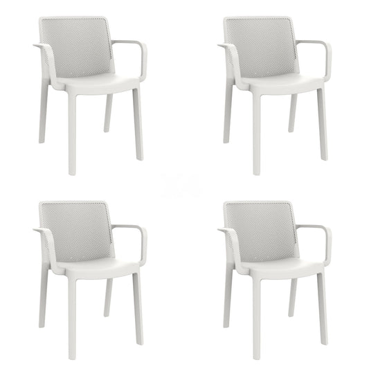 Garbar fresh set 4 silla con brazos interior, exterior blanco