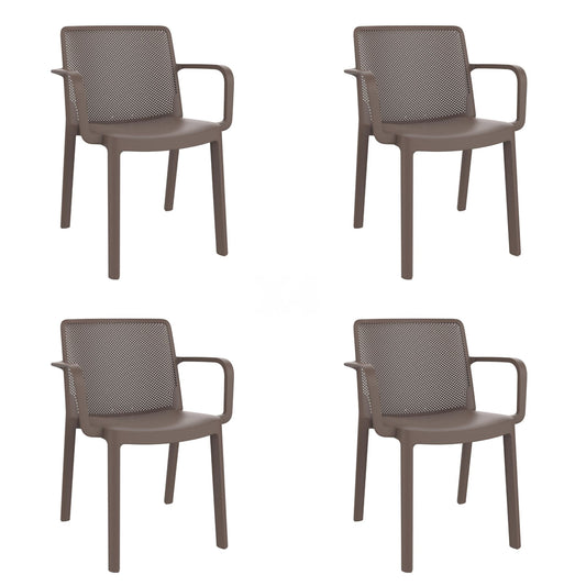 Garbar fresh set 4 silla con brazos interior, exterior chocolate