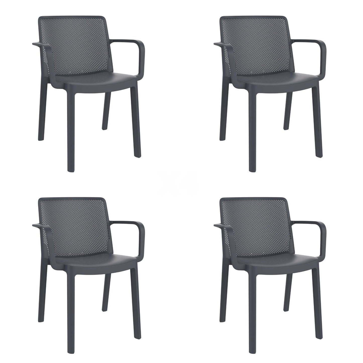 Garbar fresh set 4 silla con brazos interior, exterior gris oscuro