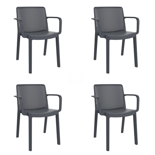 Garbar fresh set 4 silla con brazos interior, exterior gris oscuro