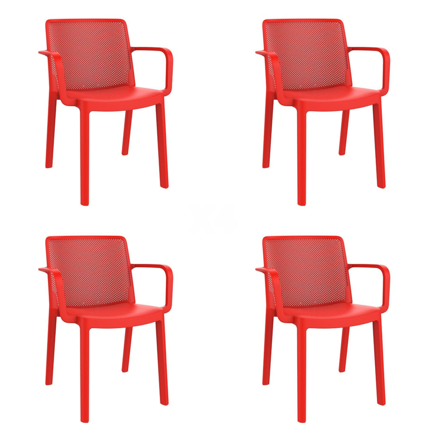 Garbar fresh set 4 silla con brazos interior, exterior rojo