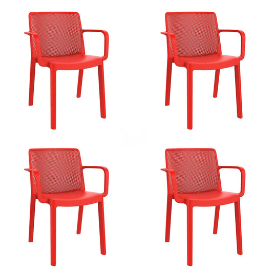 Garbar fresh set 4 silla con brazos interior, exterior rojo