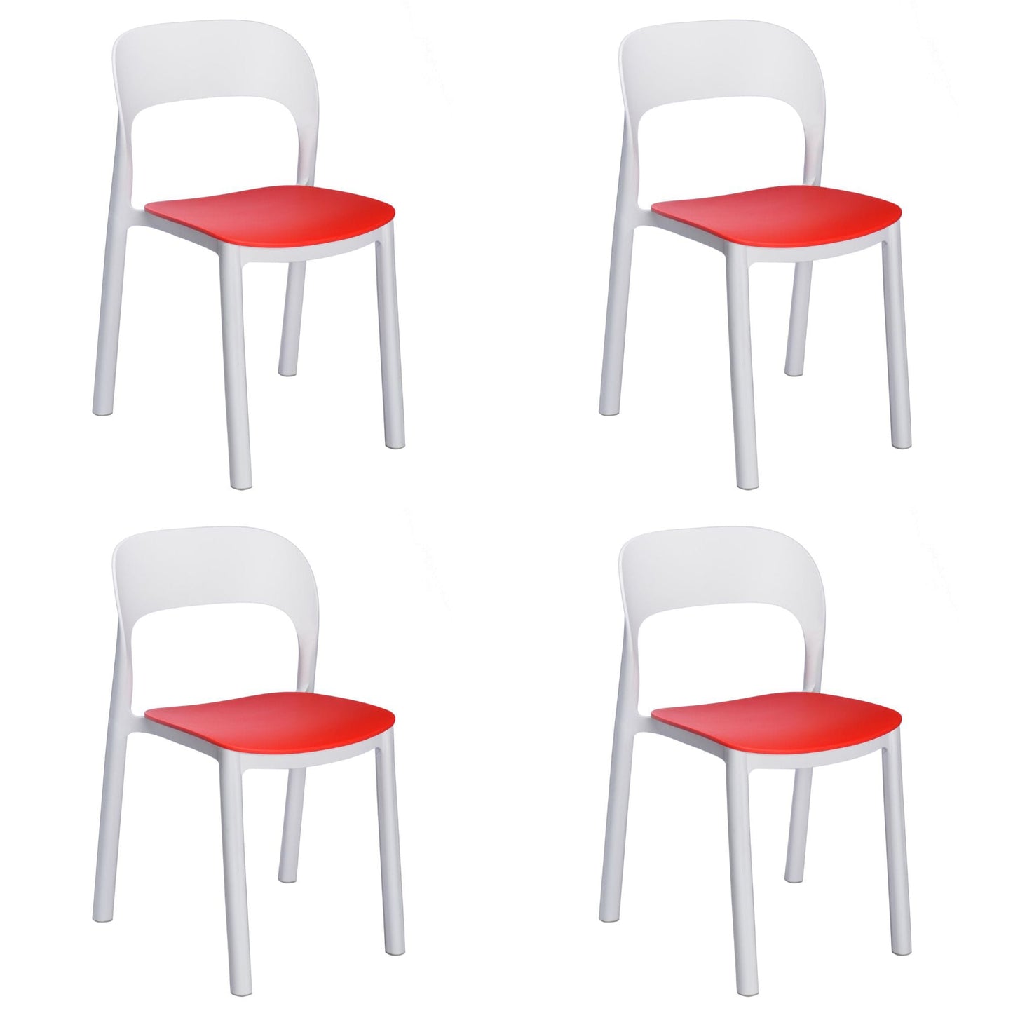 Garbar ona set 4 silla interior, exterior blanco - rojo