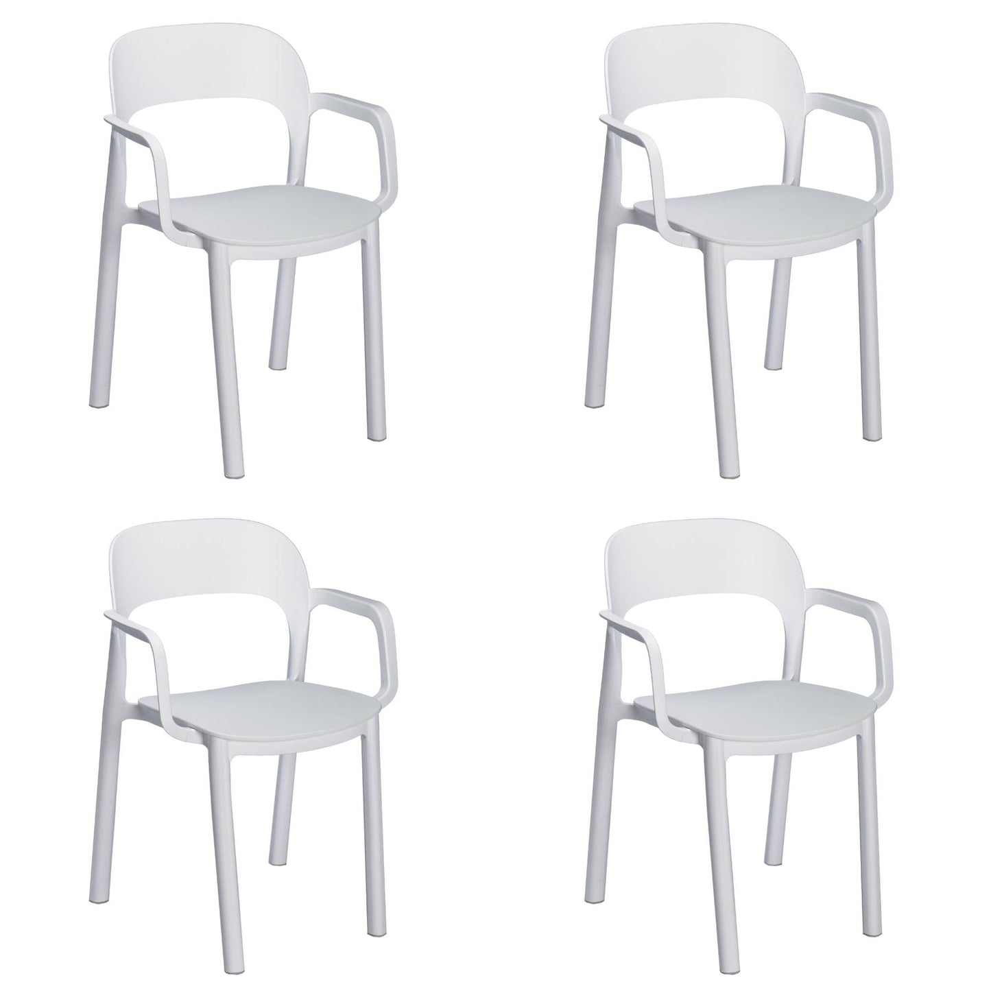 Garbar ona set 4 silla con brazos interior, exterior blanco - blanco