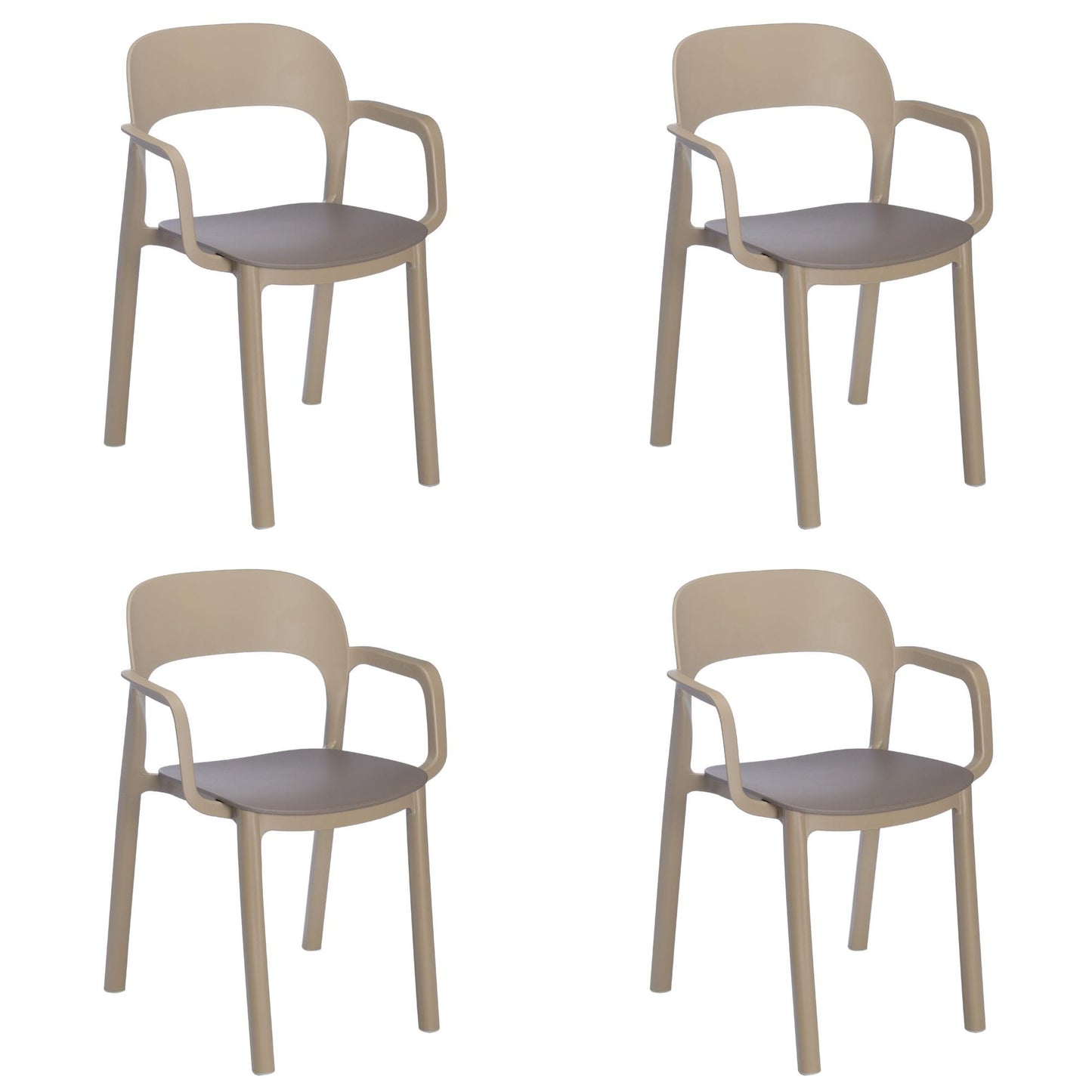 Garbar ona set 4 silla con brazos interior, exterior arena - chocolate