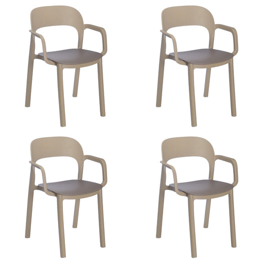 Garbar ona set 4 silla con brazos interior, exterior arena - chocolate