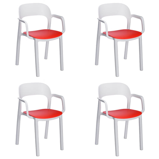 Garbar ona set 4 silla con brazos interior, exterior blanco - rojo