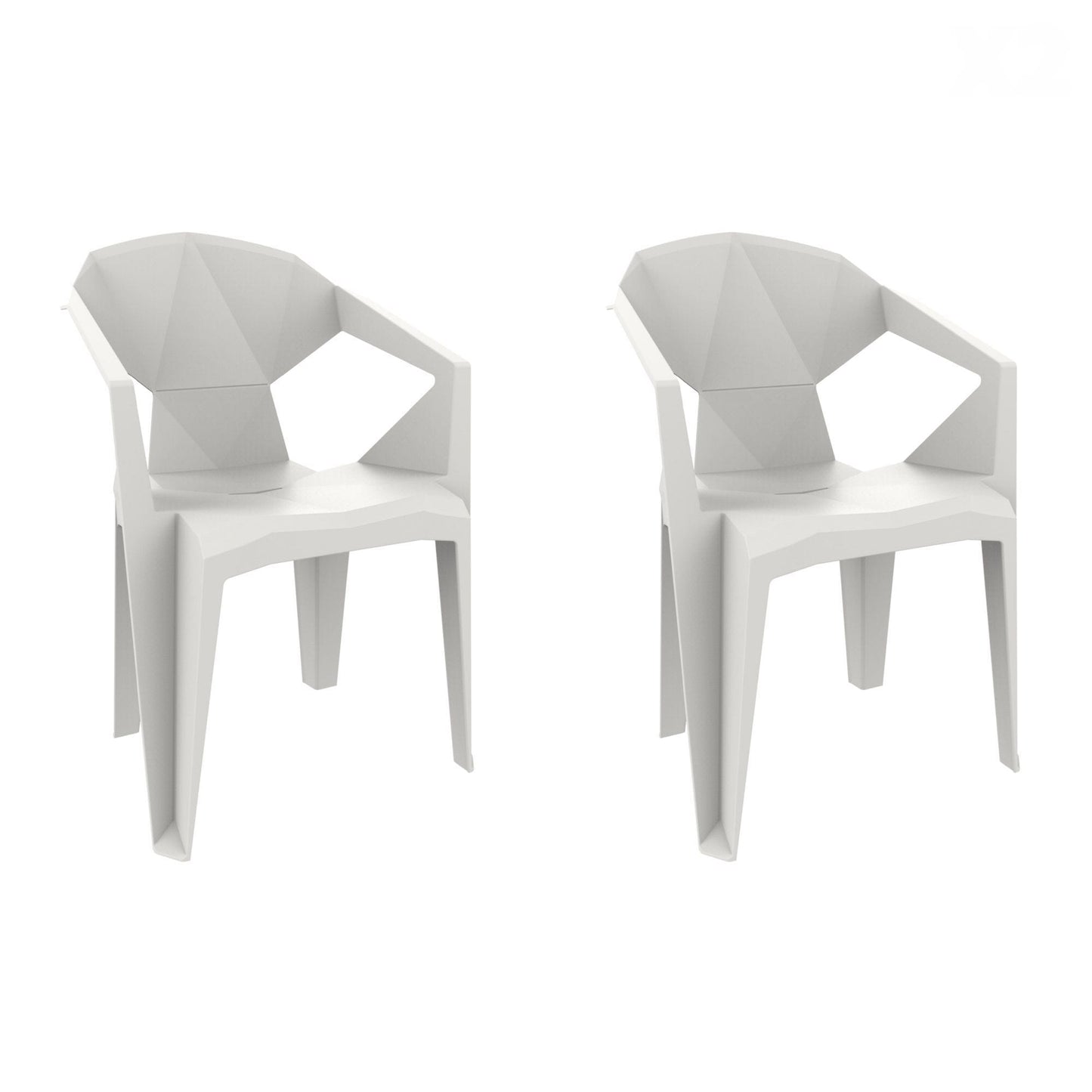 Garbar delta set 2 silla con brazos exterior blanco