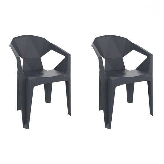 Garbar delta set 2 silla con brazos exterior gris oscuro
