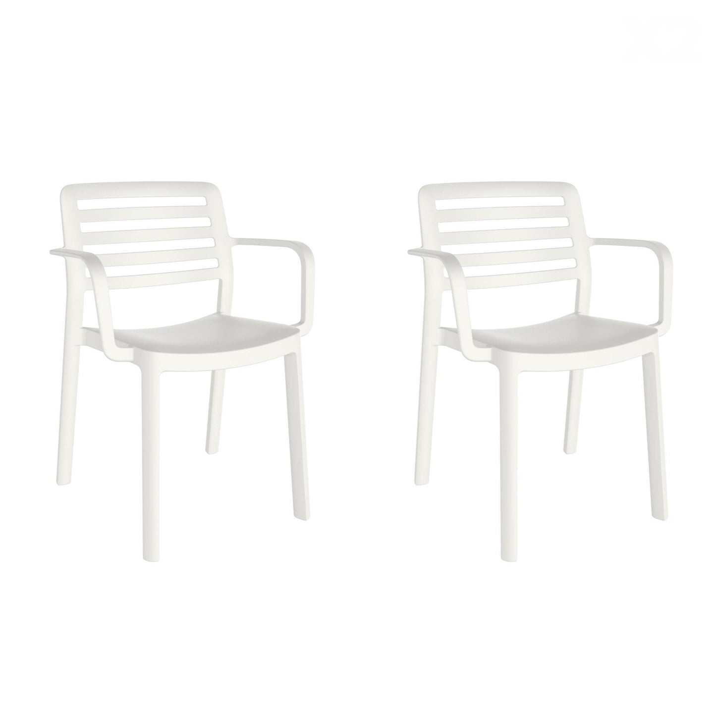 Garbar wind set 2 silla con brazos interior, exterior blanco