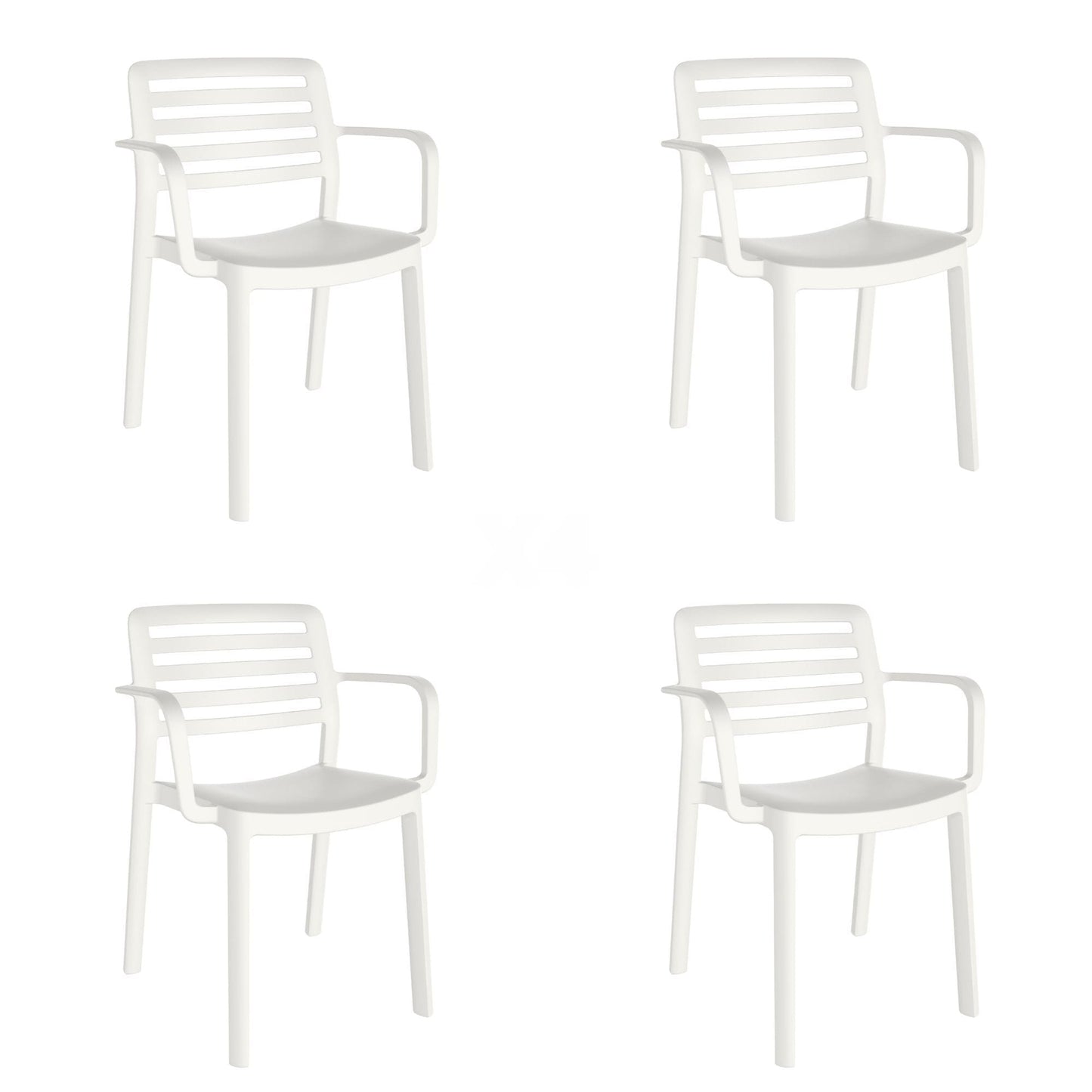 Garbar wind set 4 silla con brazos interior, exterior blanco