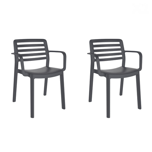 Garbar wind set 2 silla con brazos interior, exterior gris oscuro