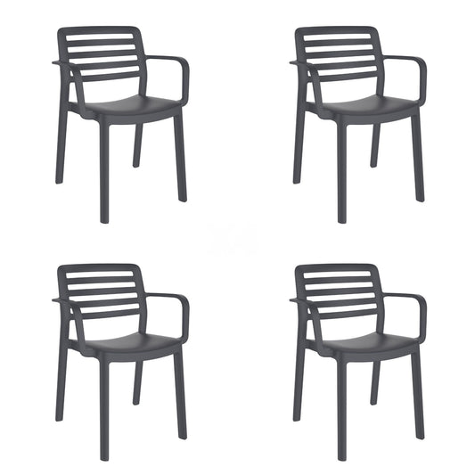 Garbar wind set 4 silla con brazos interior, exterior gris oscuro