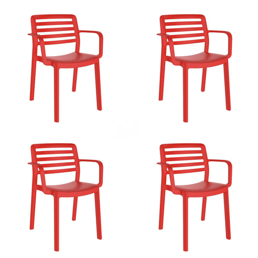 Garbar wind set 4 silla con brazos interior, exterior rojo