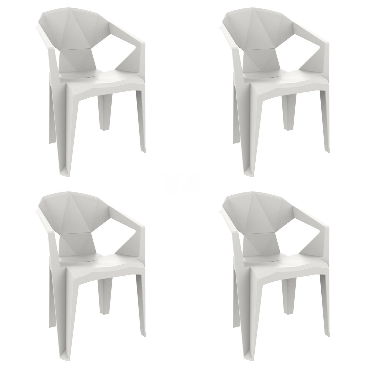 Garbar delta set 4 silla con brazos exterior blanco