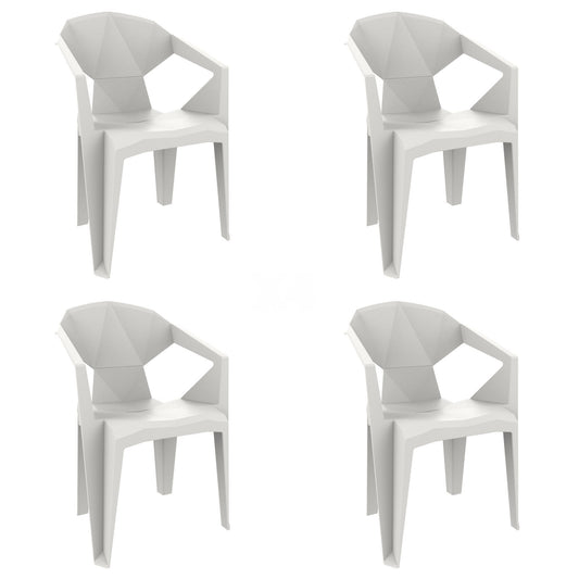 Garbar delta set 4 silla con brazos exterior blanco