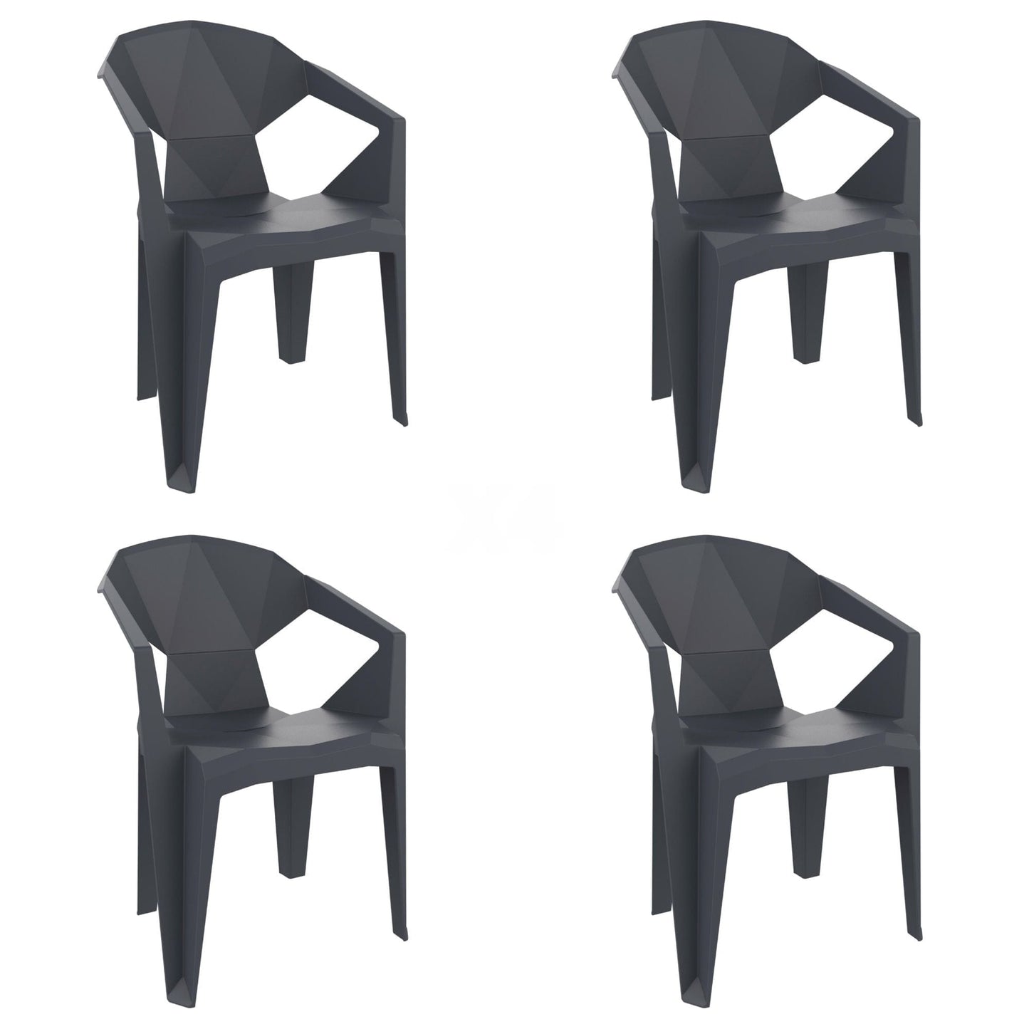 Garbar delta set 4 silla con brazos exterior gris oscuro