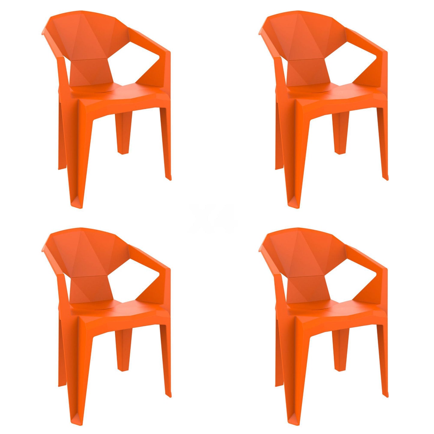 Garbar delta set 4 silla con brazos exterior naranja