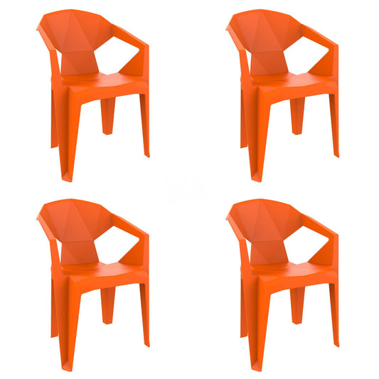 Garbar delta set 4 silla con brazos exterior naranja