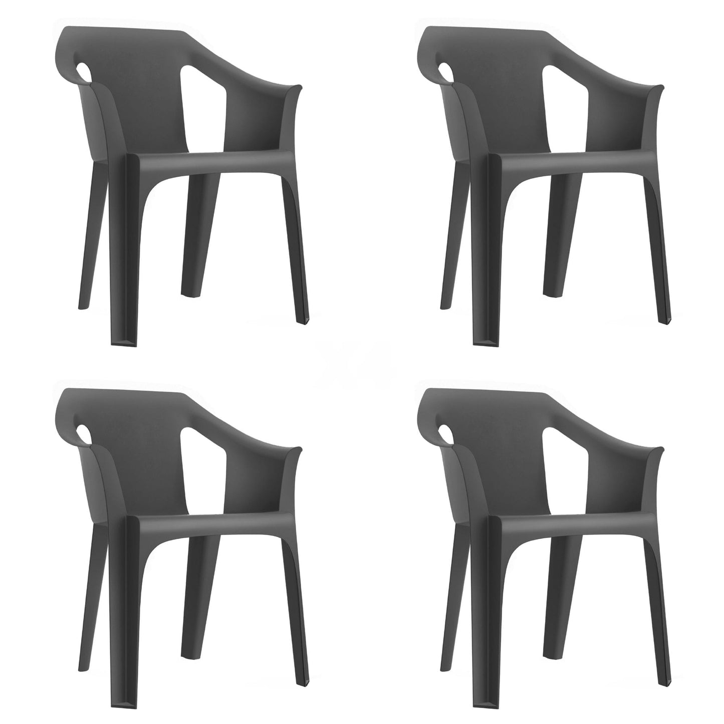 Garbar cool set 4 silla con brazos exterior gris oscuro