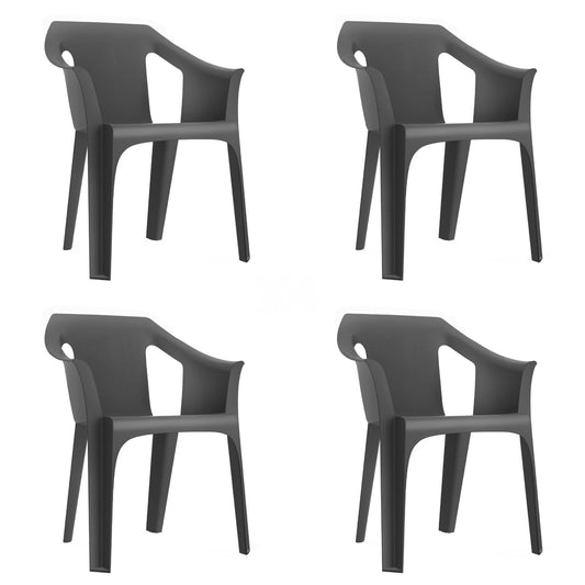 Garbar cool set 4 silla con brazos exterior gris oscuro