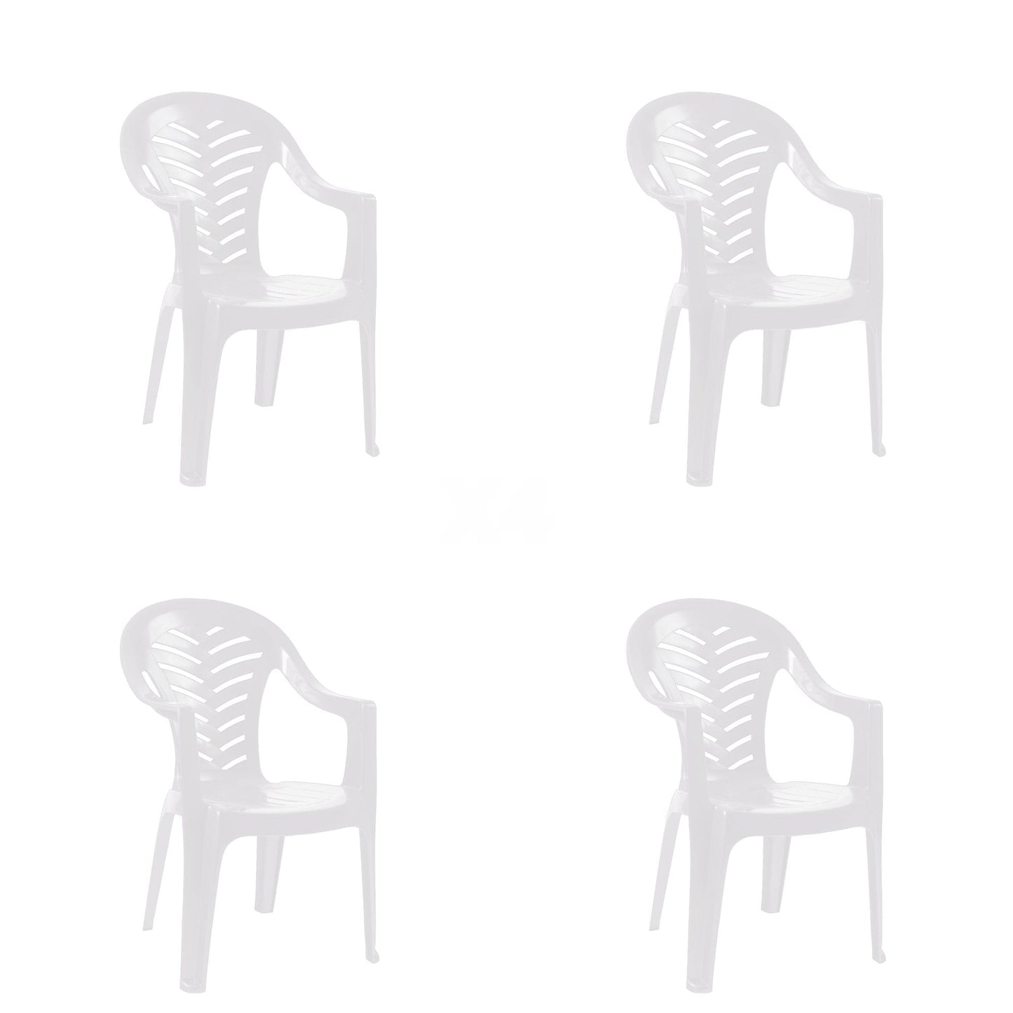 Garbar palma set 4 silla con brazos exterior blanco