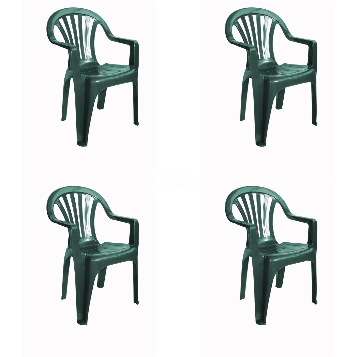 Garbar pals set 4 silla con brazos exterior verde oscuro