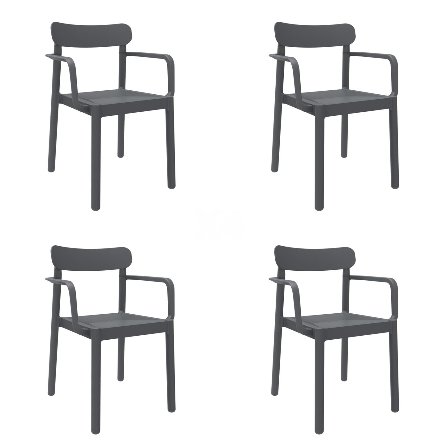 Garbar elba set 4 silla con brazos interior, exterior gris oscuro