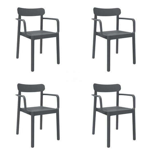 Garbar elba set 4 silla con brazos interior, exterior gris oscuro