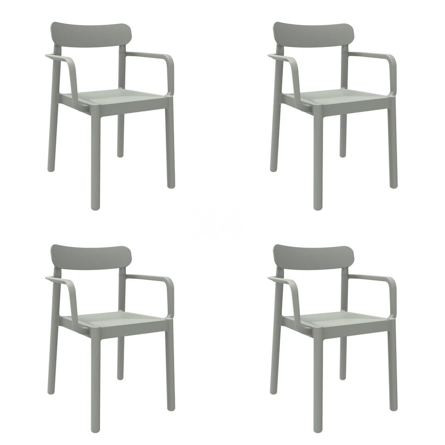 Garbar elba set 4 silla con brazos interior, exterior gris verdoso