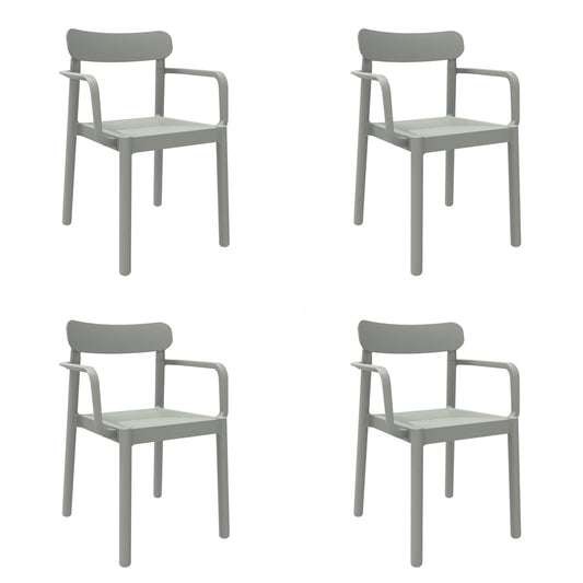 Garbar elba set 4 silla con brazos interior, exterior gris verdoso