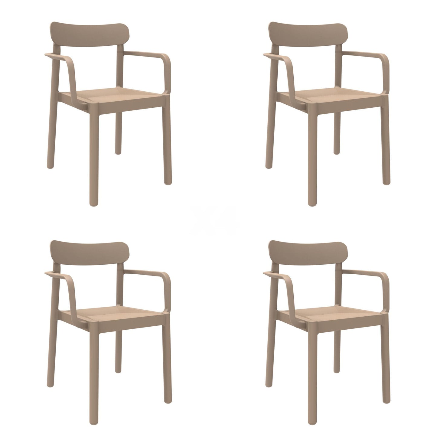 Garbar elba set 4 silla con brazos interior, exterior arena