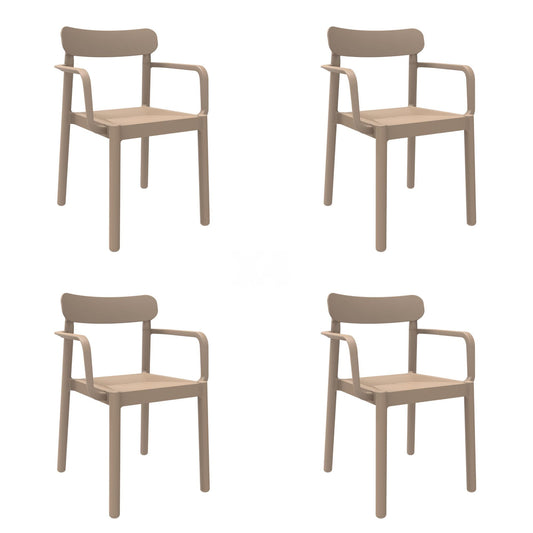 Garbar elba set 4 silla con brazos interior, exterior arena