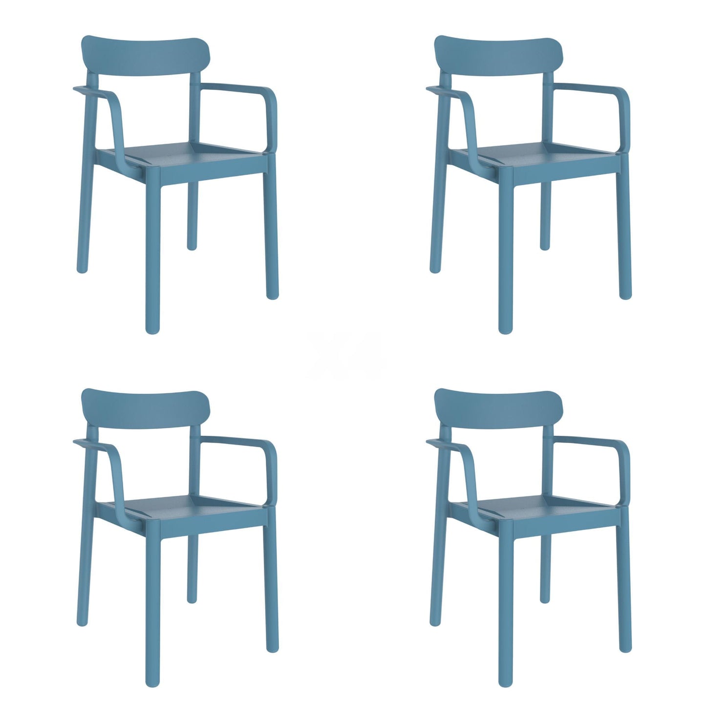 Garbar elba set 4 silla con brazos interior, exterior azul retro