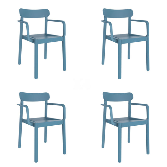 Garbar elba set 4 silla con brazos interior, exterior azul retro