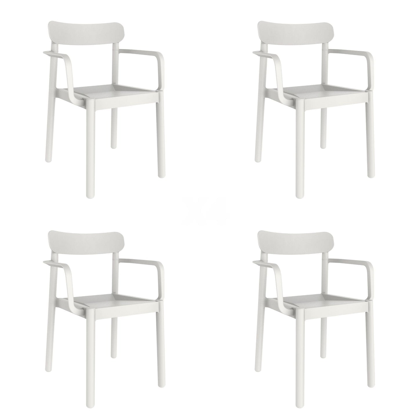 Garbar elba set 4 silla con brazos interior, exterior blanco