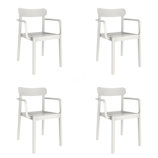 Garbar elba set 4 silla con brazos interior, exterior blanco