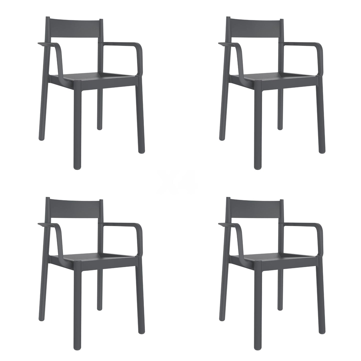 Garbar danna set 4 silla con brazos interior, exterior gris oscuro